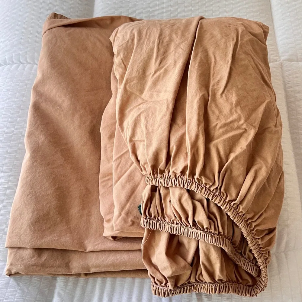 Lauren Ralph Lauren Twin Sheet Set 2-Piece Flat Fitted No Pillowcases Tan Beige